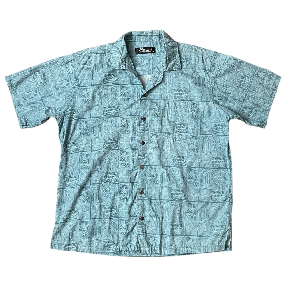 Men’s‎ Favant Blue Hawaiian Surfboard Print Button Down Shirt XL Beach Resort - Picture 4 of 9